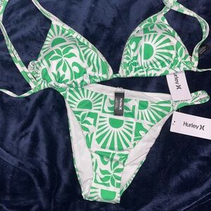 Hurley Tropical Green and White Bikini